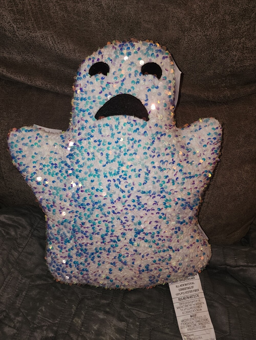 Isaac Mizzrahi Irredessant Sequined Ghost Shape Pillow